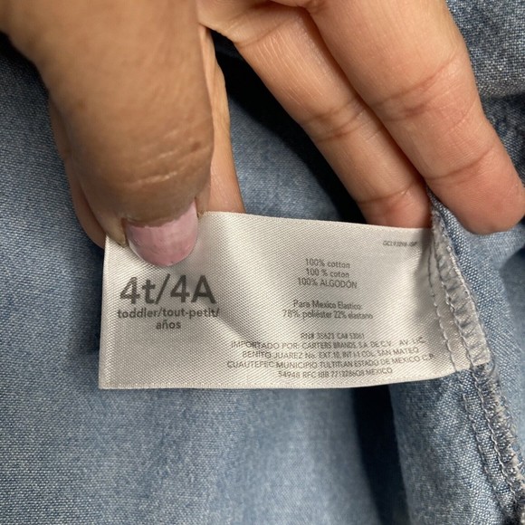 Carters Blue Chambray Shirt Dress Size 4 - Picture 8 of 10